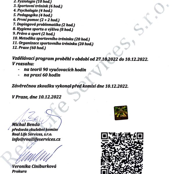 Institut vzdělávání Real Life Services 2022