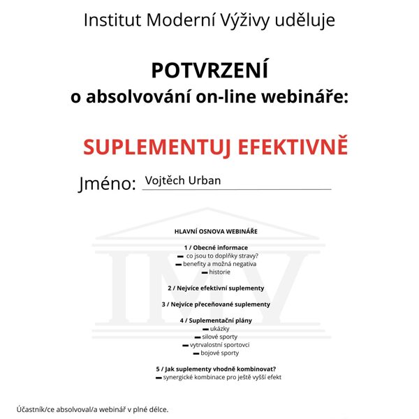 INSTITUT MODERNÍ VÝŽIVY - Suplementuj efektivně