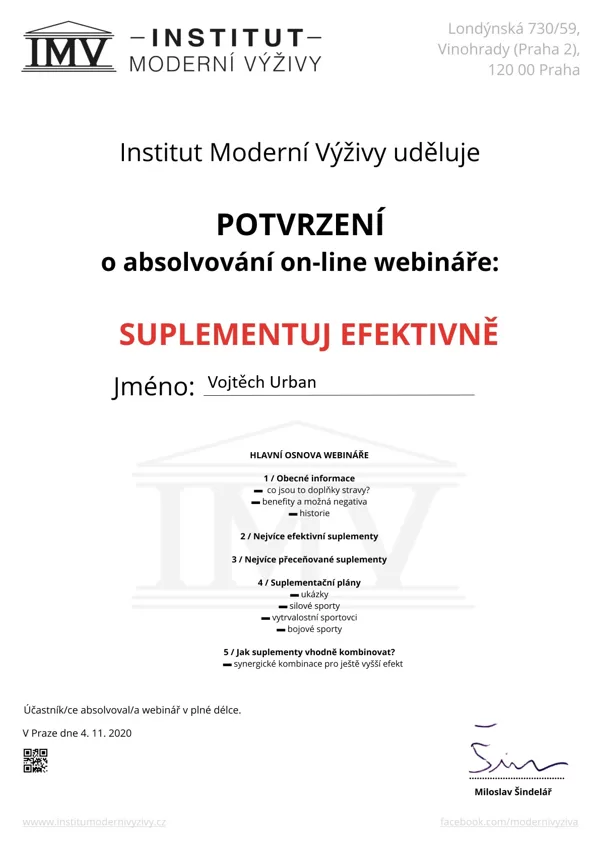 INSTITUT MODERNÍ VÝŽIVY - Suplementuj efektivně